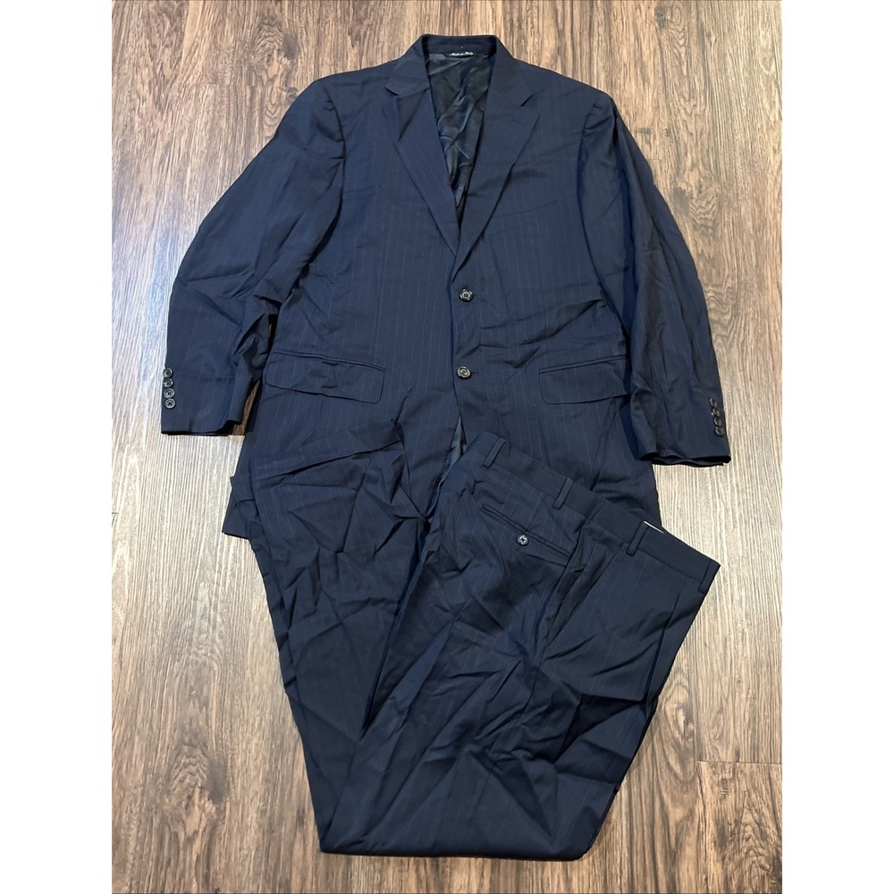 Canali Classic Wool Suit Color PinNavy Blue Size 52 EU (42 US)* READ MORE